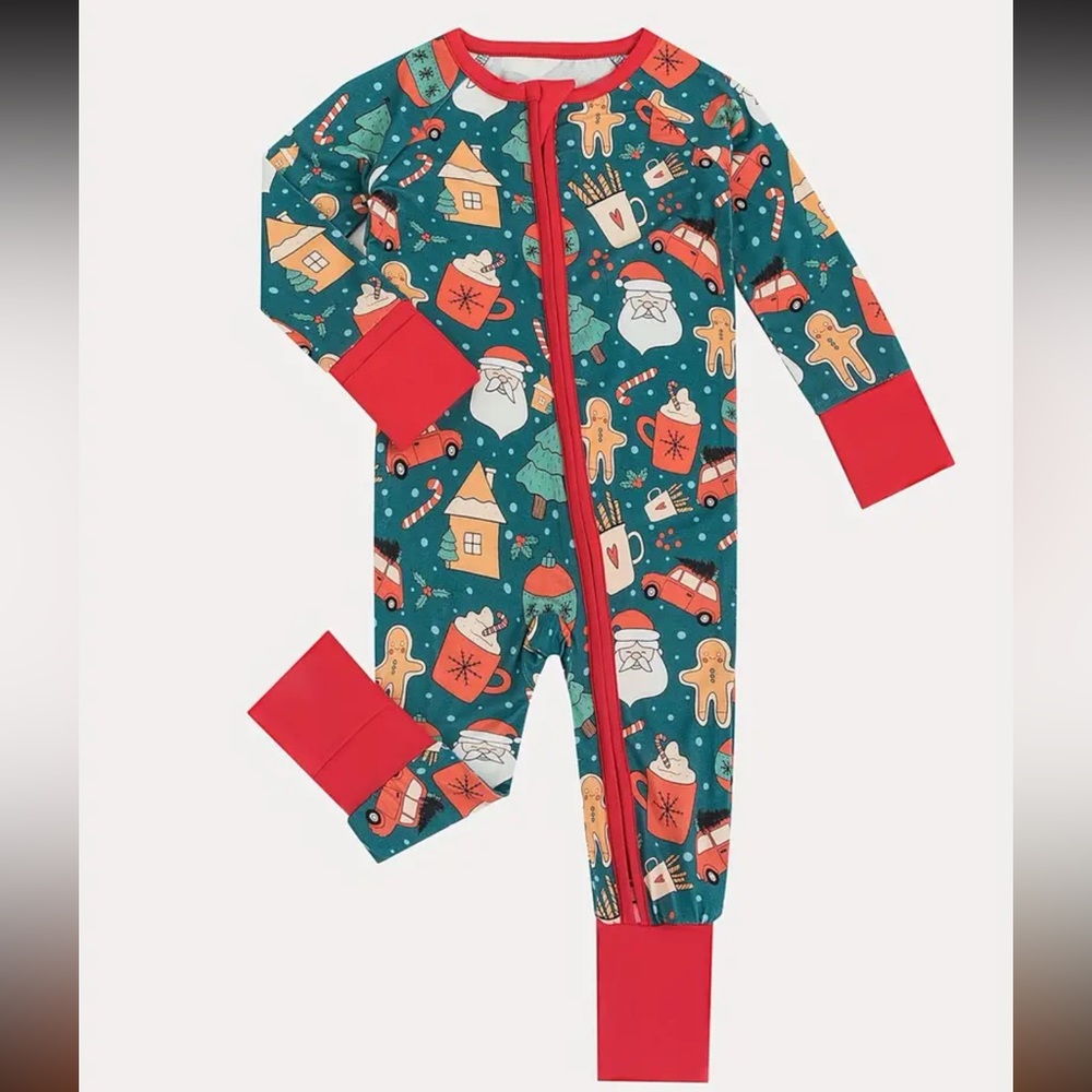 6-12 months bamboo Christmas pajamas zippy